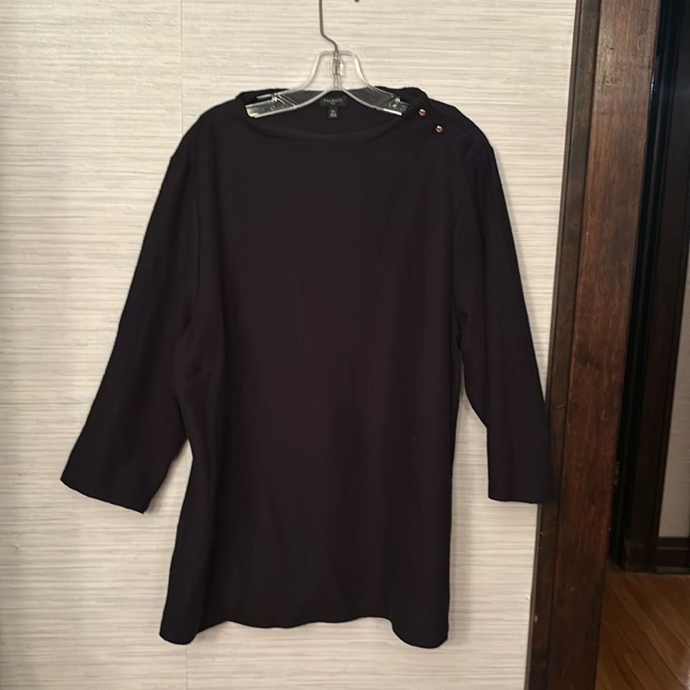 Talbots funnel neck knit top with shoulder buttons